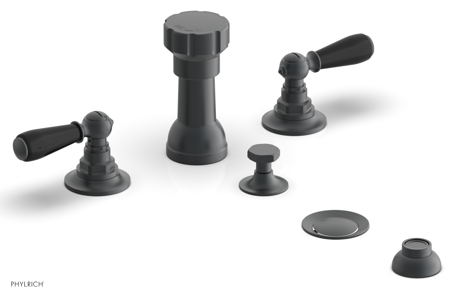 JAMESTOWN - Four Hole Bidet Set - Lever Handles with "Black" Accents 165-61