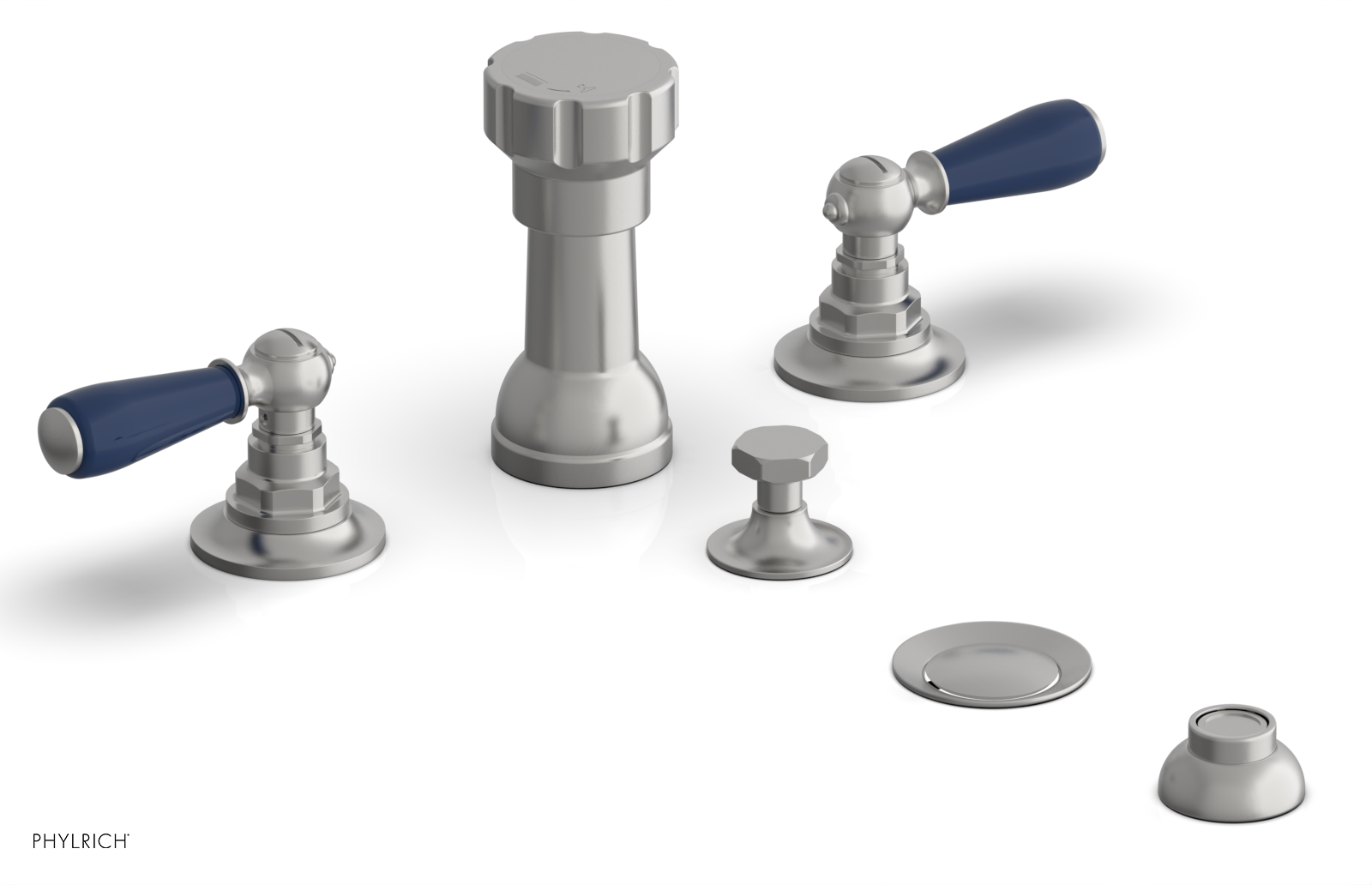 JAMESTOWN - Four Hole Bidet Set - Lever Handles with "Navy Blue" Accents 165-61