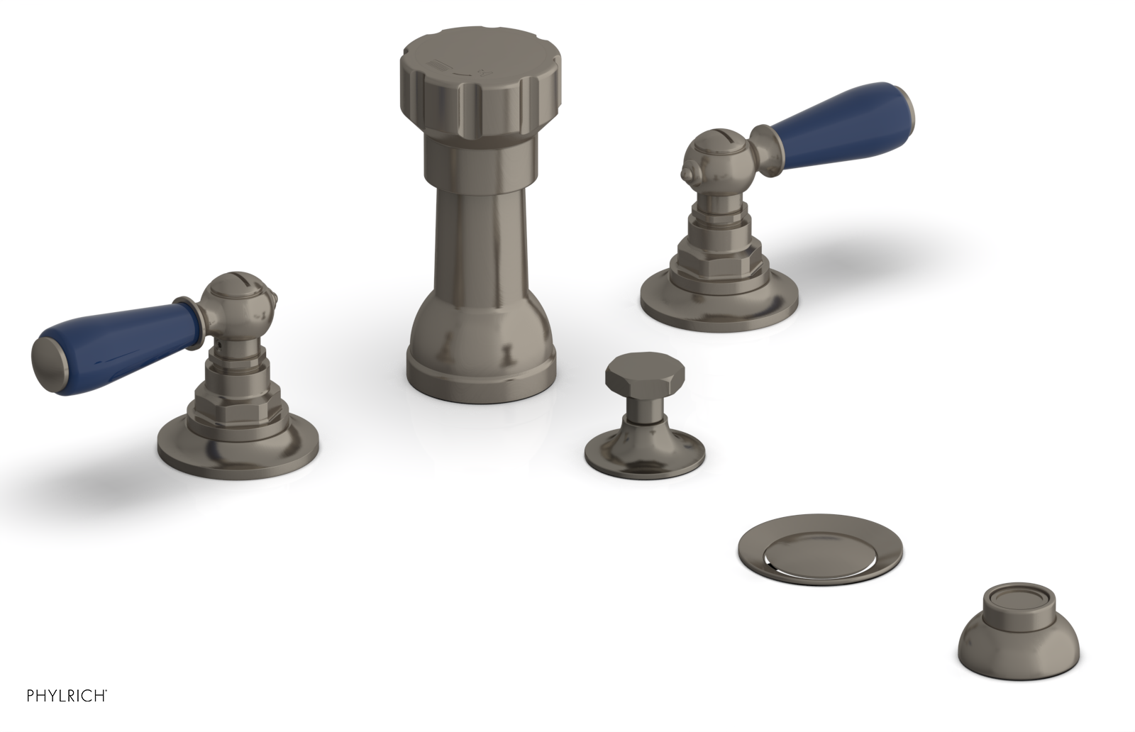 JAMESTOWN - Four Hole Bidet Set - Lever Handles with "Navy Blue" Accents 165-61