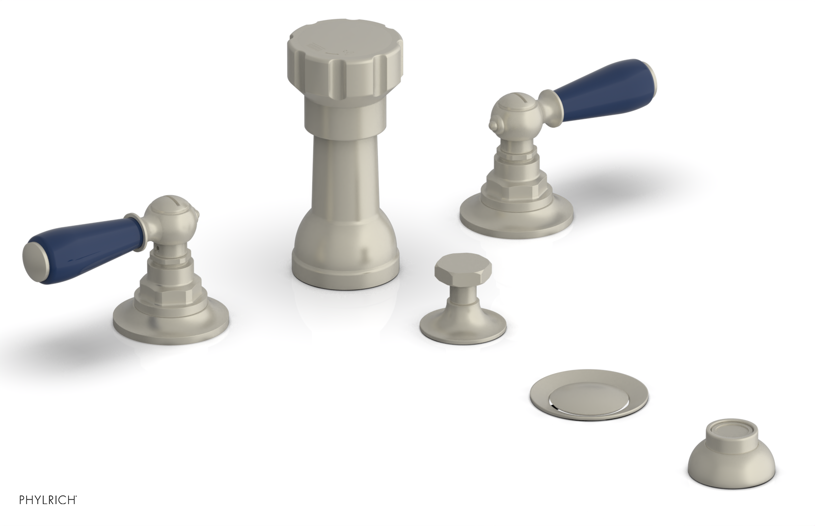 JAMESTOWN - Four Hole Bidet Set - Lever Handles with "Navy Blue" Accents 165-61