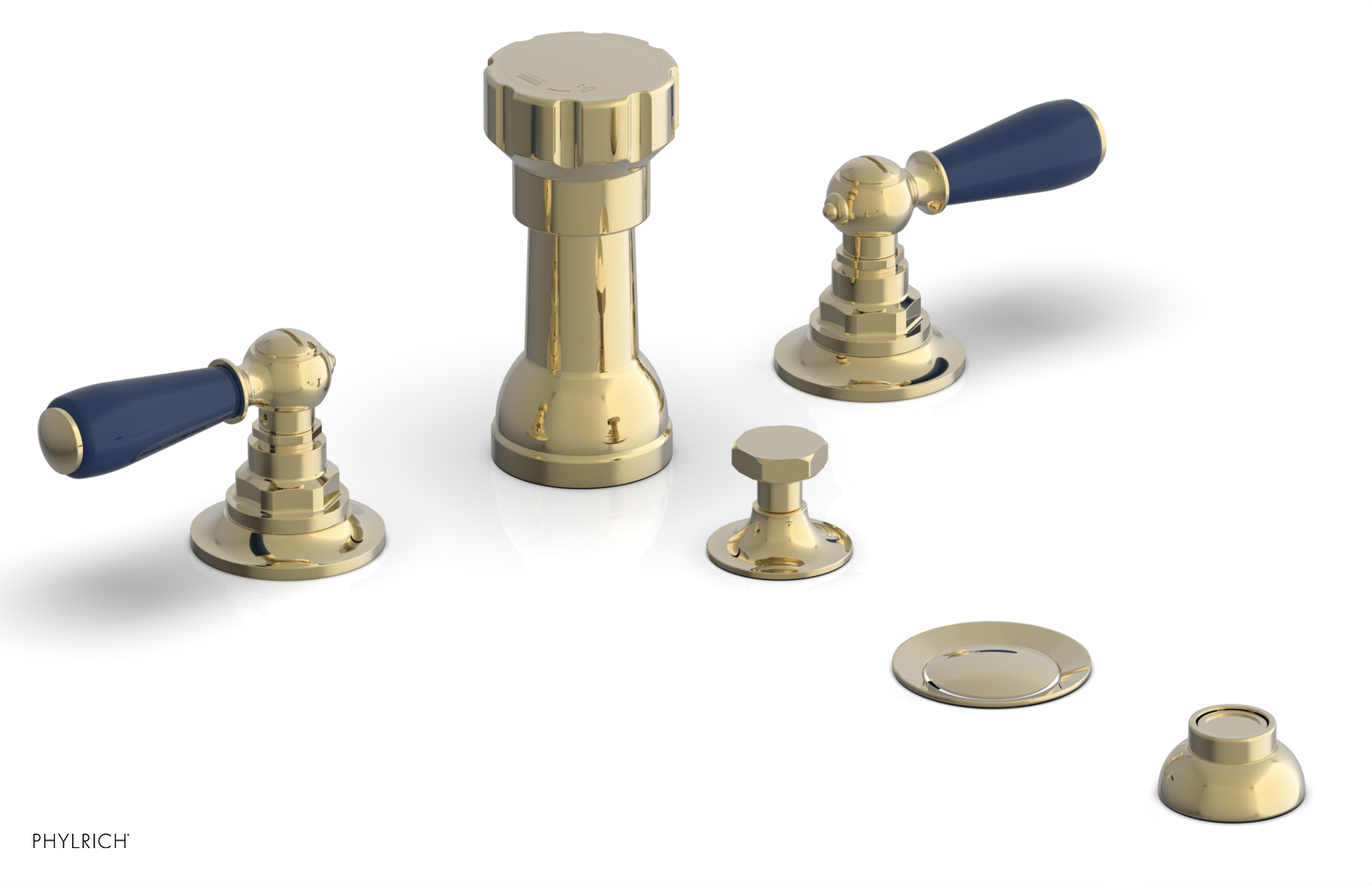 JAMESTOWN - Four Hole Bidet Set - Lever Handles with "Navy Blue" Accents 165-61