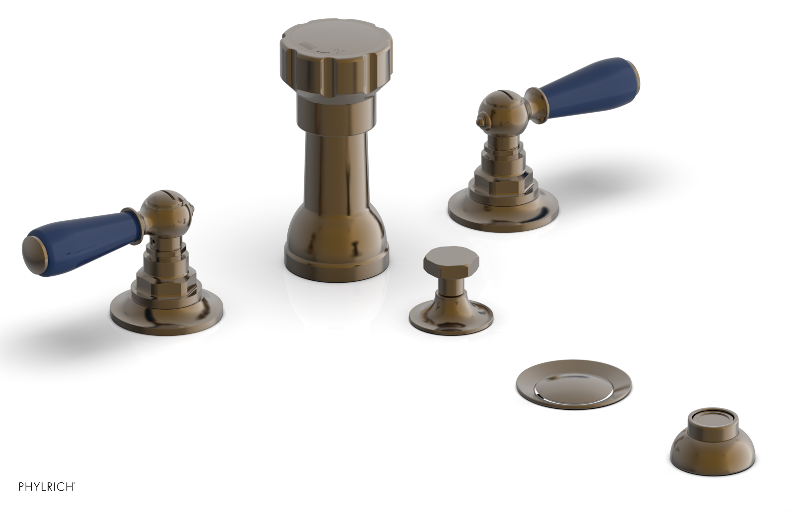 JAMESTOWN - Four Hole Bidet Set - Lever Handles with "Navy Blue" Accents 165-61