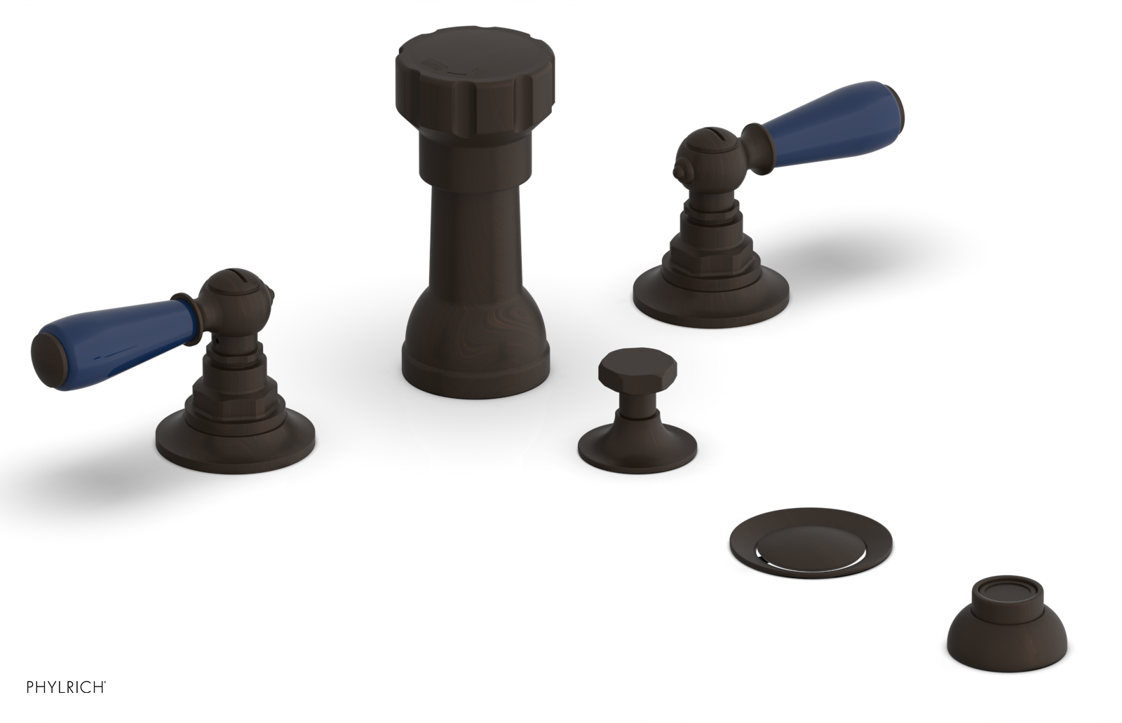 JAMESTOWN - Four Hole Bidet Set - Lever Handles with "Navy Blue" Accents 165-61