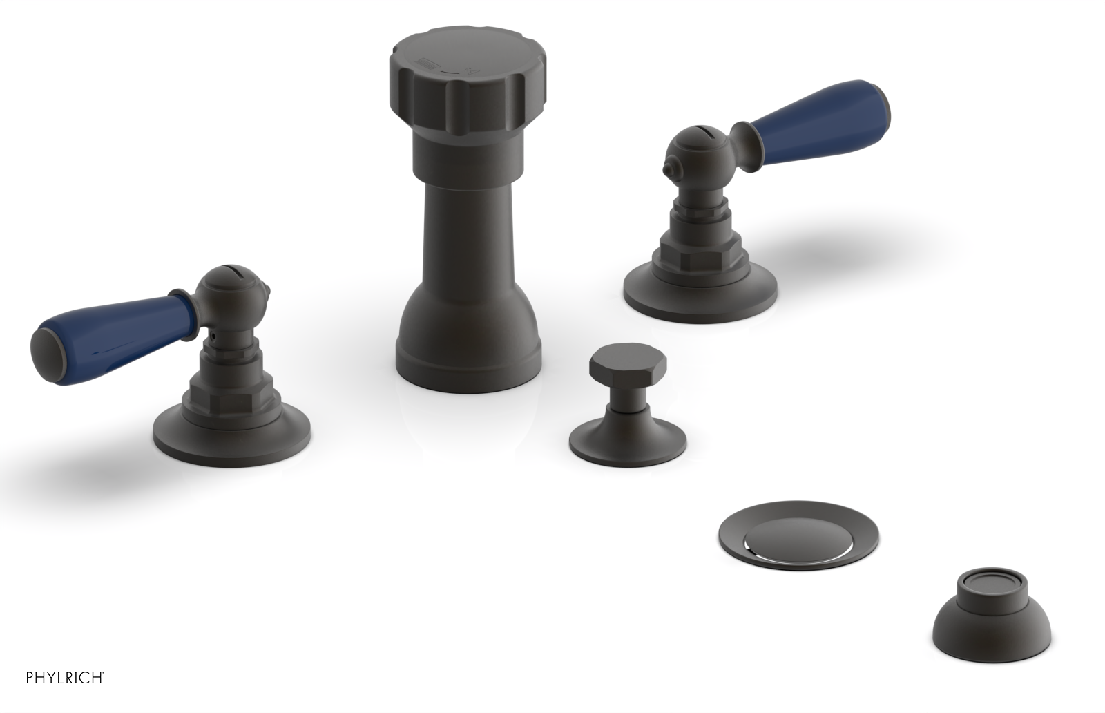 JAMESTOWN - Four Hole Bidet Set - Lever Handles with "Navy Blue" Accents 165-61