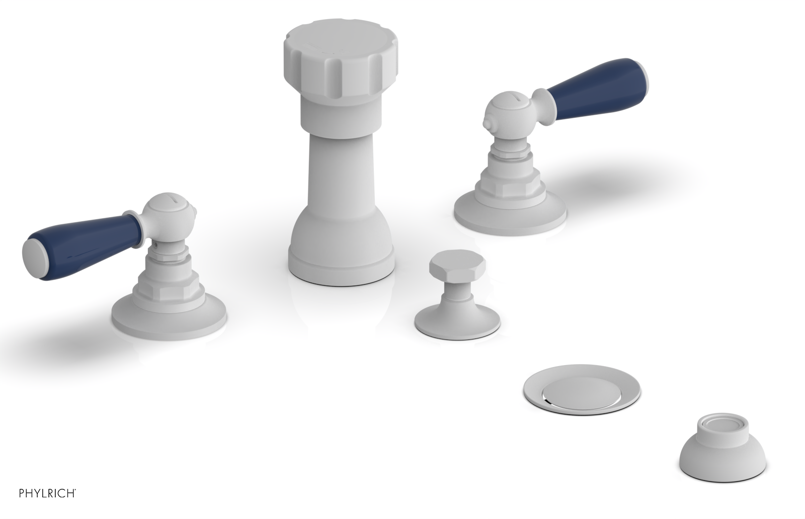 JAMESTOWN - Four Hole Bidet Set - Lever Handles with "Navy Blue" Accents 165-61