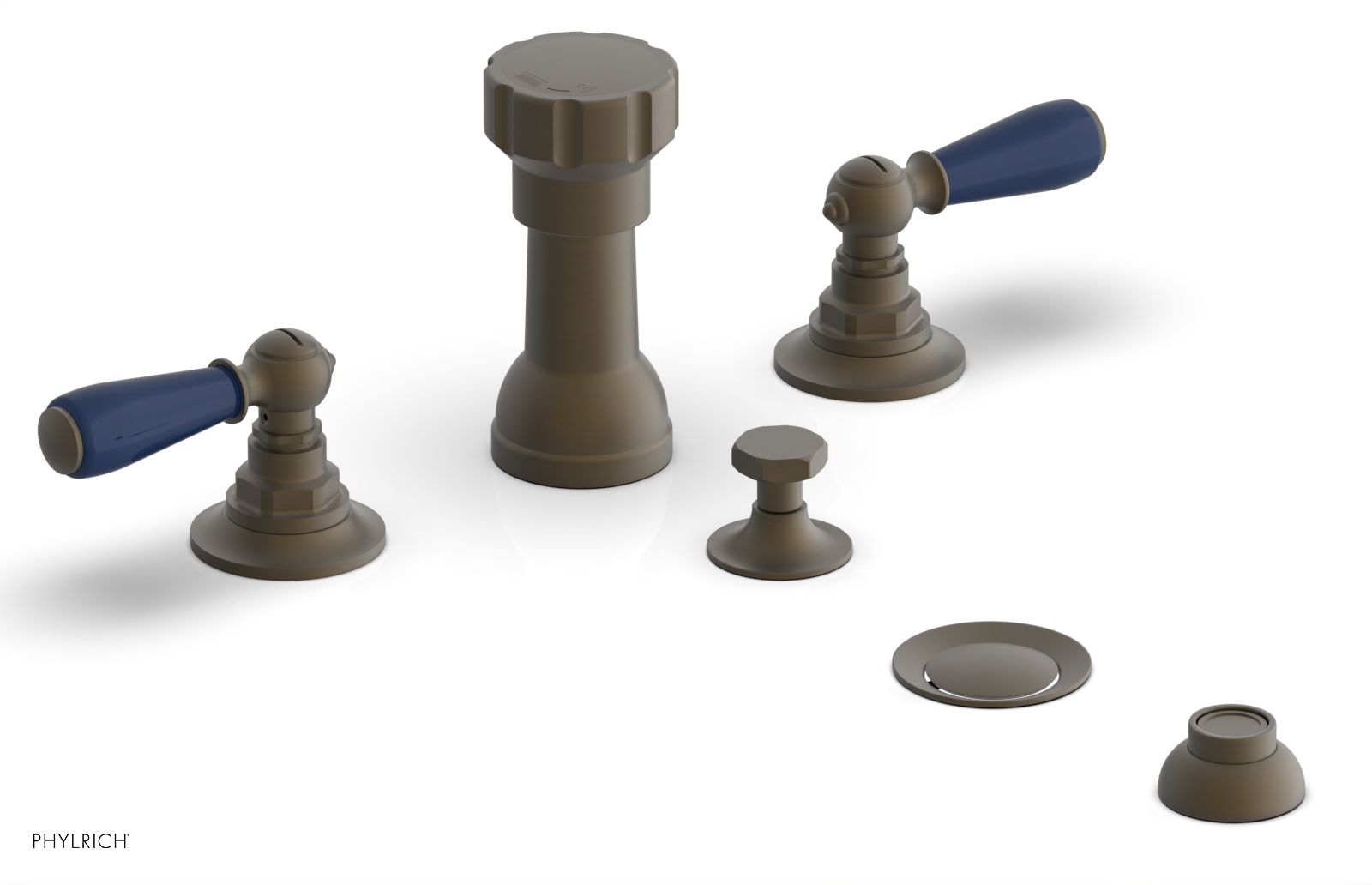 JAMESTOWN - Four Hole Bidet Set - Lever Handles with "Navy Blue" Accents 165-61