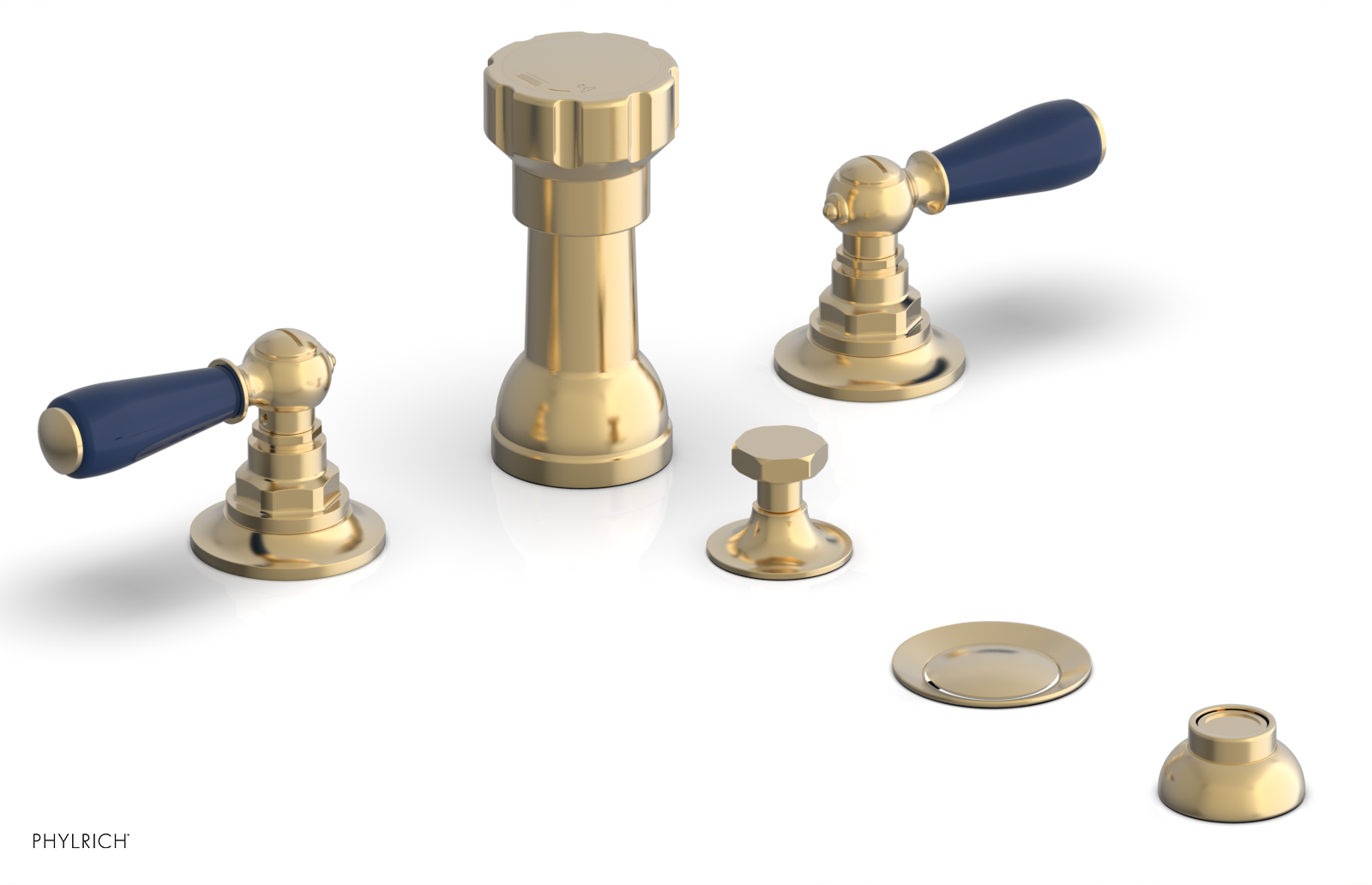 JAMESTOWN - Four Hole Bidet Set - Lever Handles with "Navy Blue" Accents 165-61