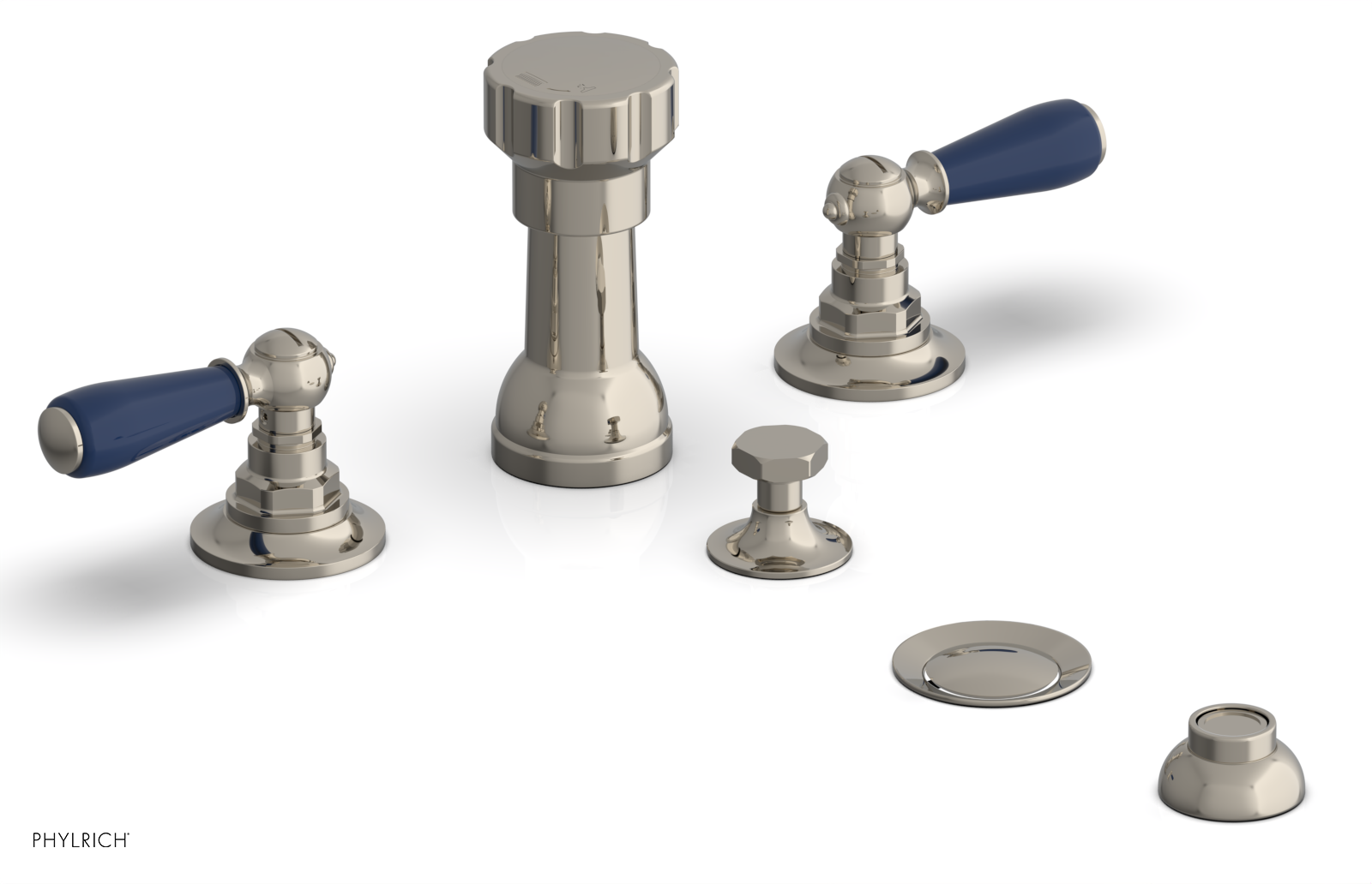 JAMESTOWN - Four Hole Bidet Set - Lever Handles with "Navy Blue" Accents 165-61