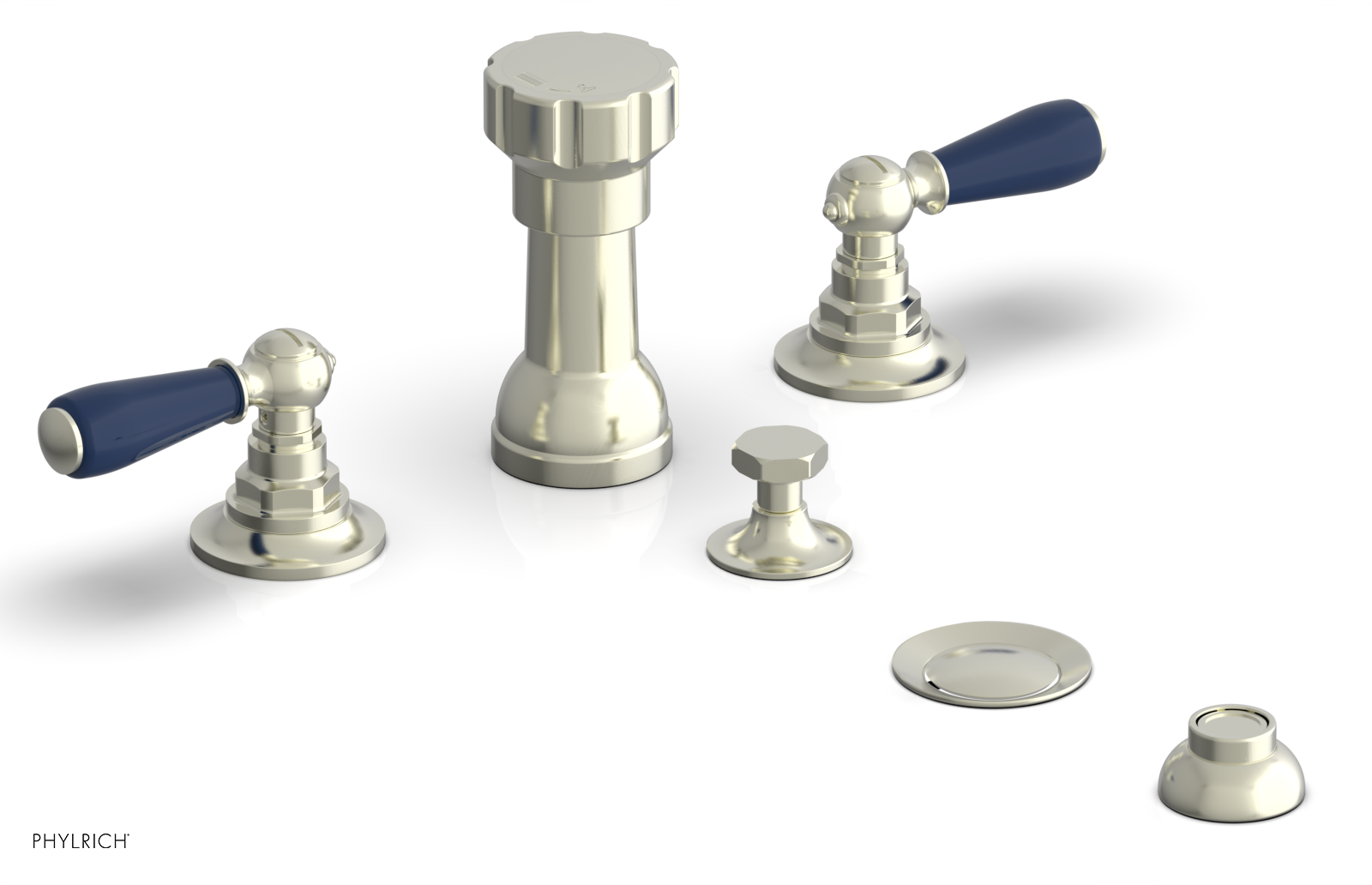 JAMESTOWN - Four Hole Bidet Set - Lever Handles with "Navy Blue" Accents 165-61