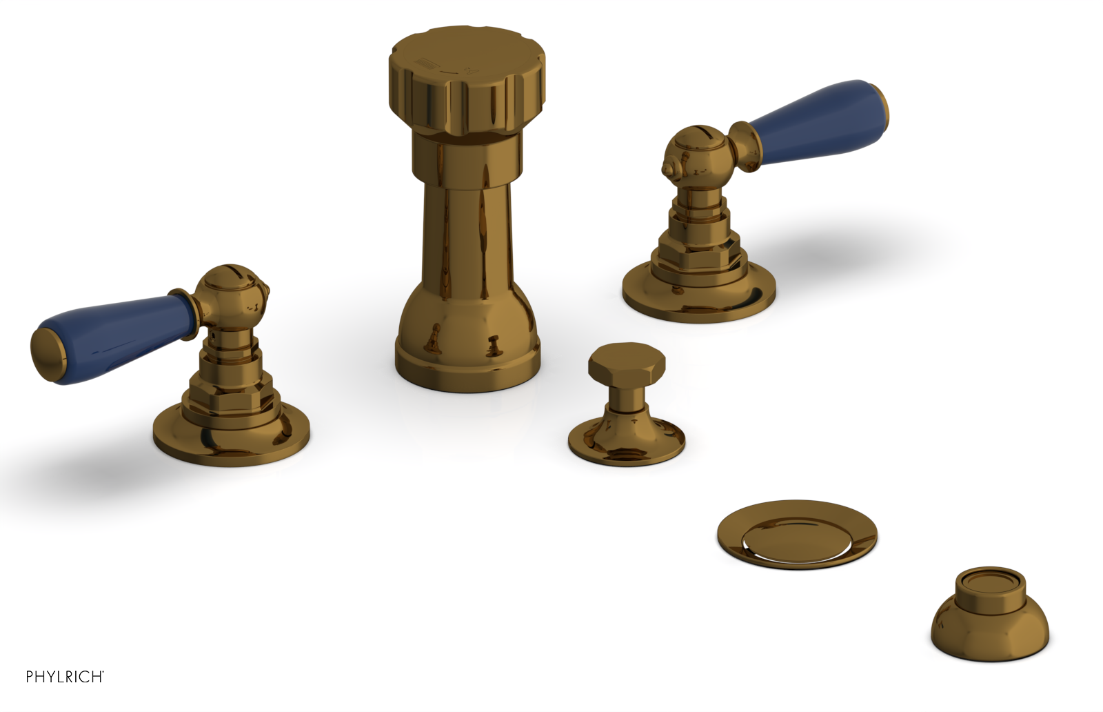 JAMESTOWN - Four Hole Bidet Set - Lever Handles with "Navy Blue" Accents 165-61