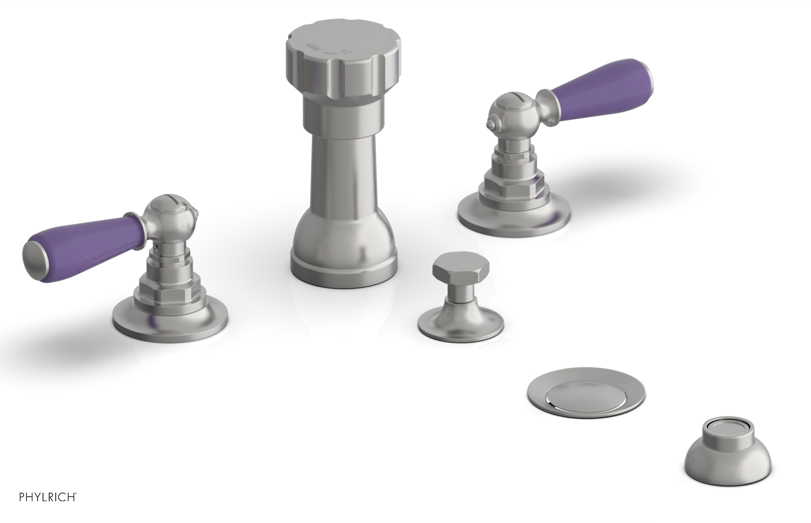 JAMESTOWN - Four Hole Bidet Set - Lever Handles with "Purple" Accents 165-61