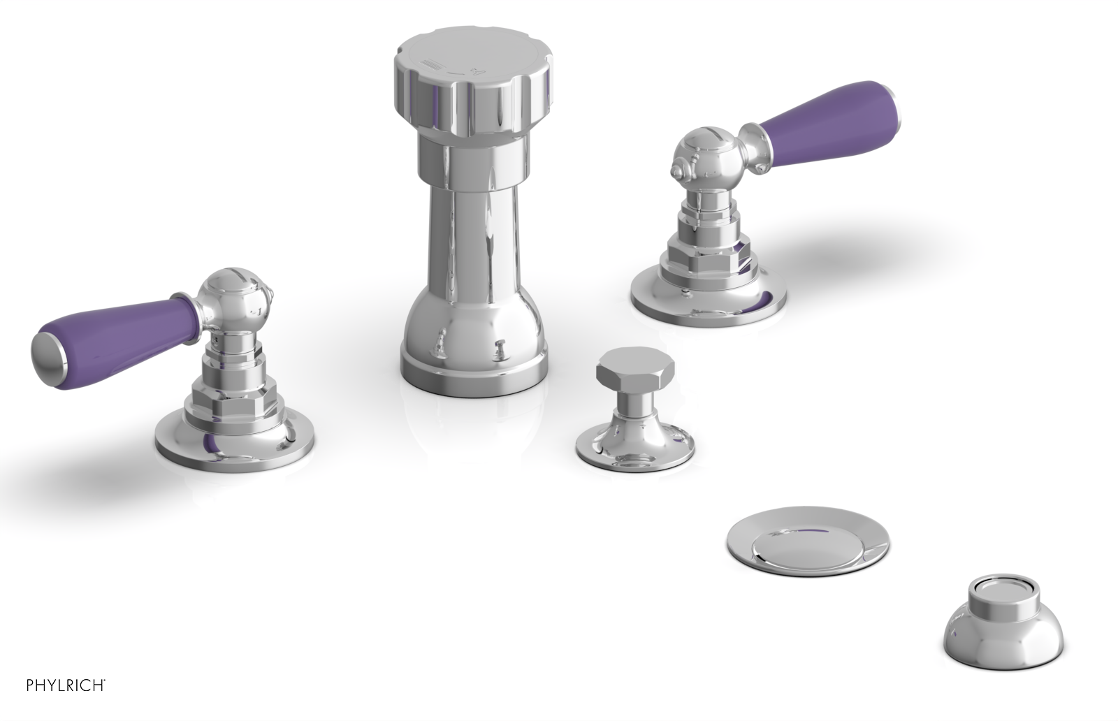 JAMESTOWN - Four Hole Bidet Set - Lever Handles with "Purple" Accents 165-61