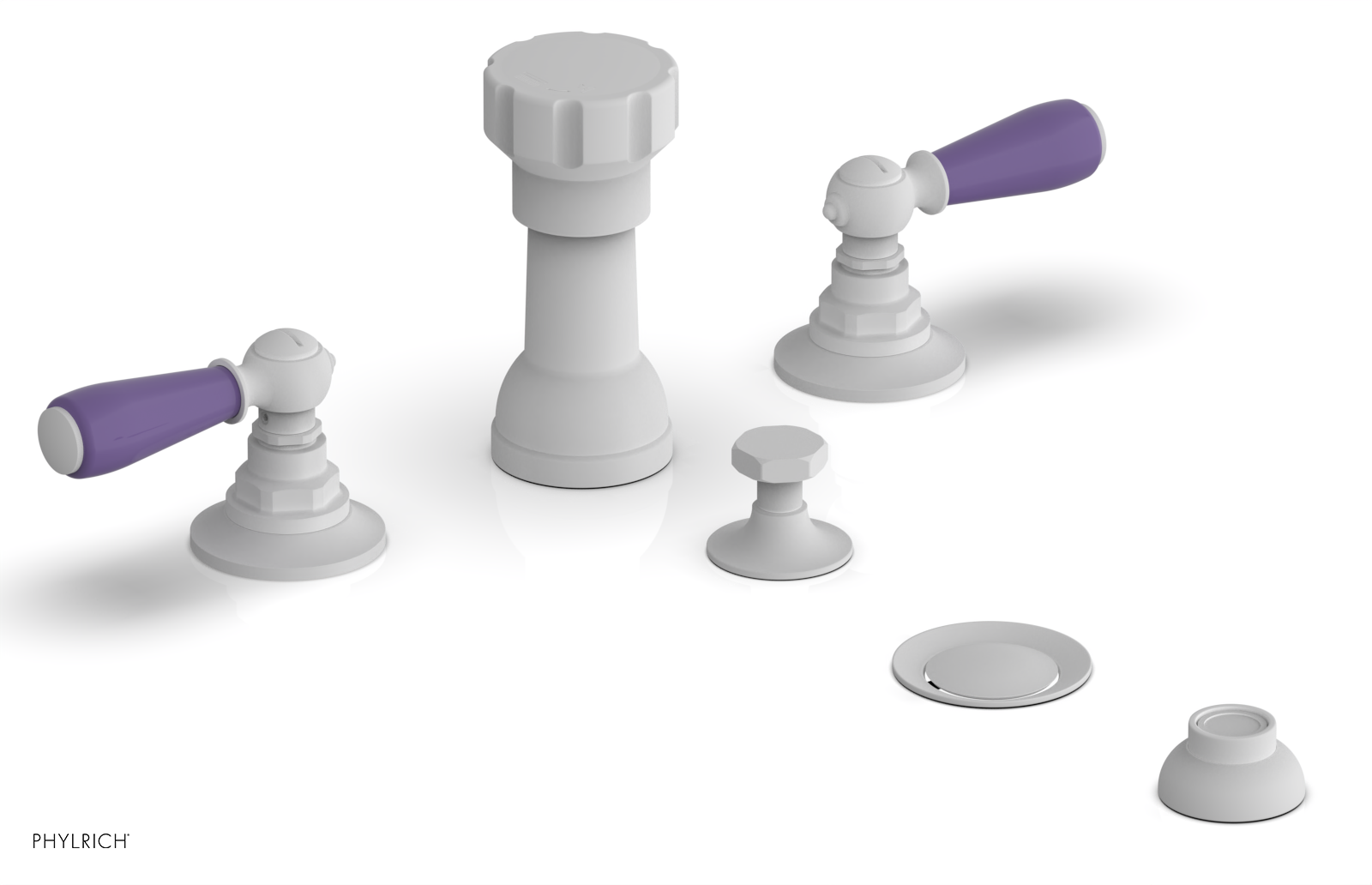 JAMESTOWN - Four Hole Bidet Set - Lever Handles with "Purple" Accents 165-61