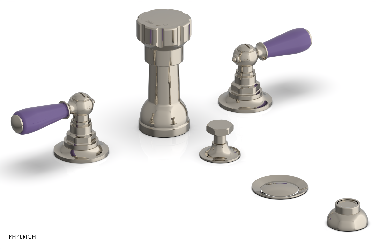 JAMESTOWN - Four Hole Bidet Set - Lever Handles with "Purple" Accents 165-61