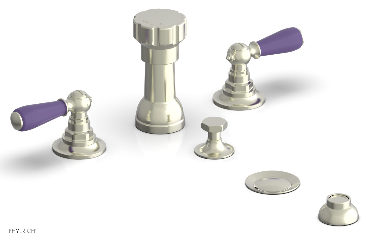 JAMESTOWN - Four Hole Bidet Set - Lever Handles with "Purple" Accents 165-61