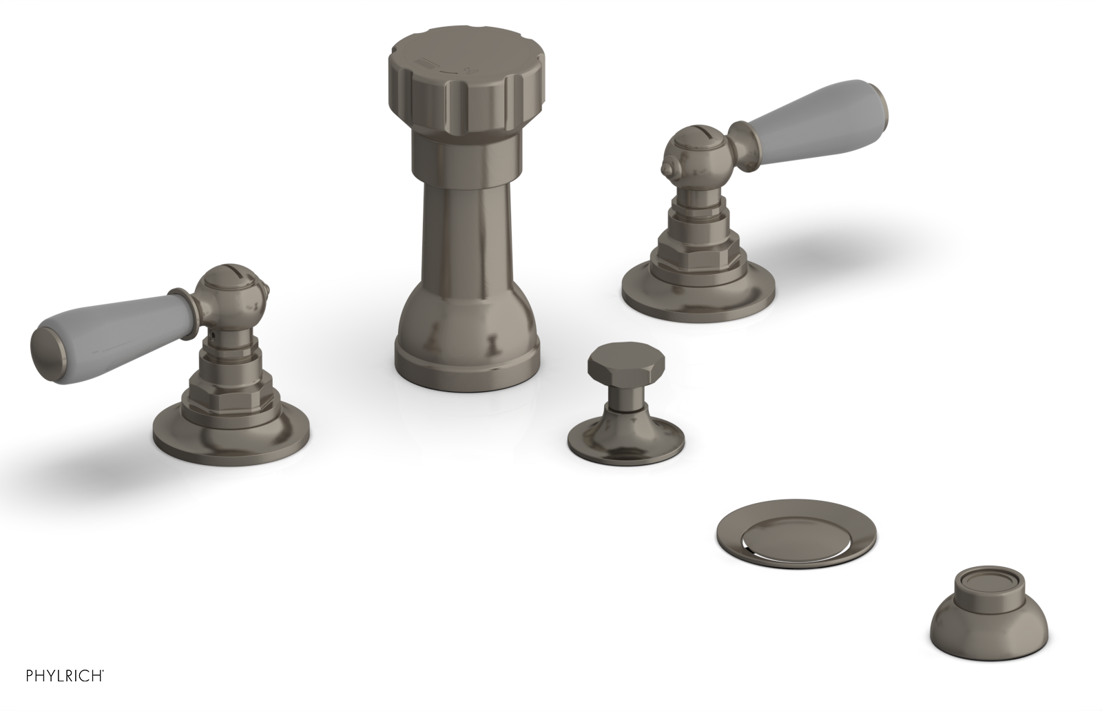 JAMESTOWN - Four Hole Bidet Set - Lever Handles with "Grey" Accents 165-61