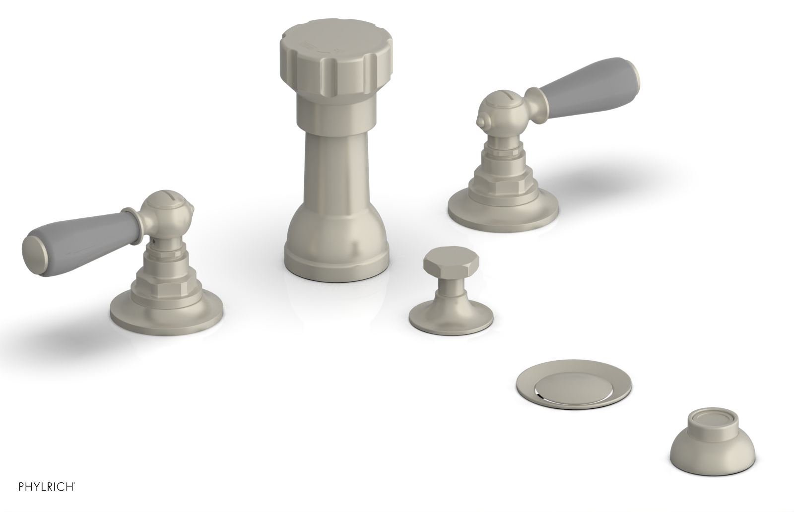 JAMESTOWN - Four Hole Bidet Set - Lever Handles with "Grey" Accents 165-61