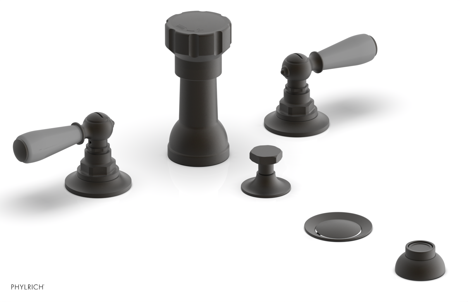 JAMESTOWN - Four Hole Bidet Set - Lever Handles with "Grey" Accents 165-61