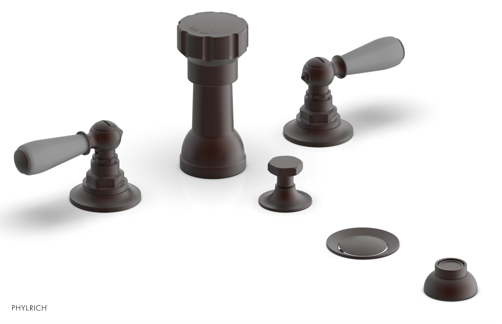 JAMESTOWN - Four Hole Bidet Set - Lever Handles with "Grey" Accents 165-61