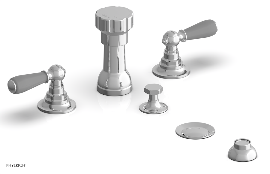 JAMESTOWN - Four Hole Bidet Set - Lever Handles with "Grey" Accents 165-61