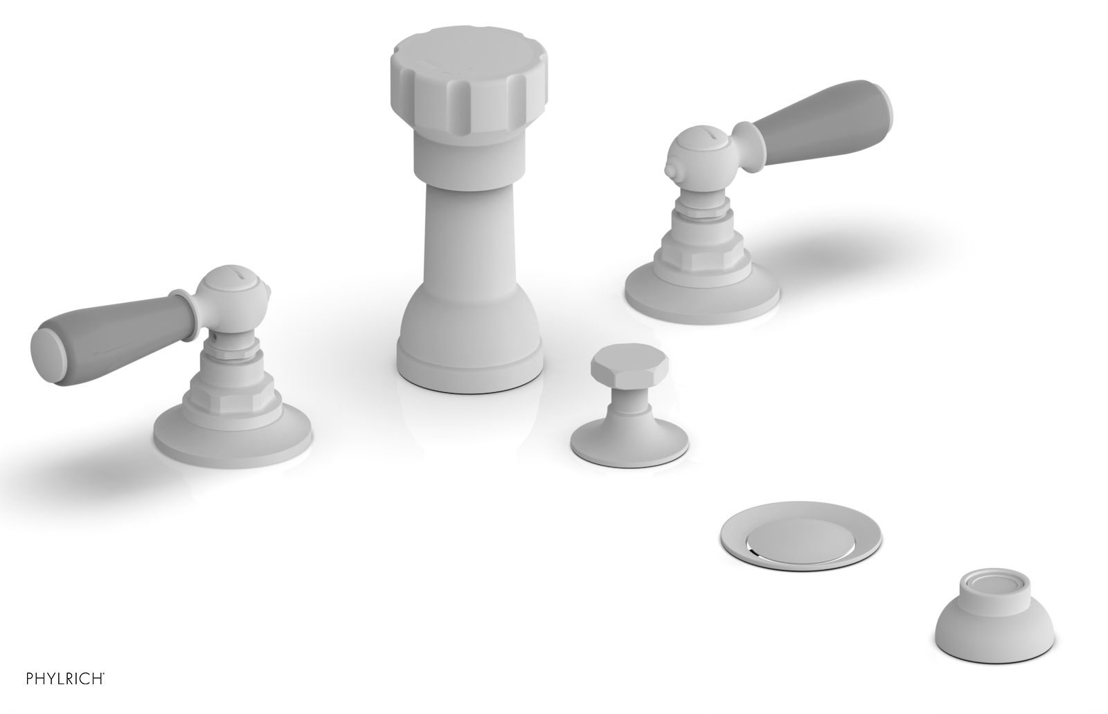 JAMESTOWN - Four Hole Bidet Set - Lever Handles with "Grey" Accents 165-61