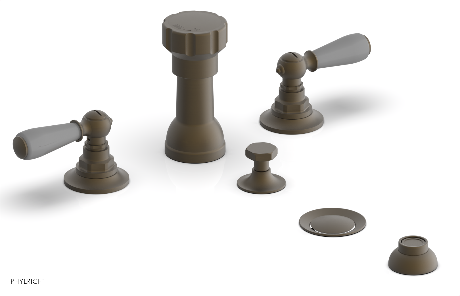 JAMESTOWN - Four Hole Bidet Set - Lever Handles with "Grey" Accents 165-61