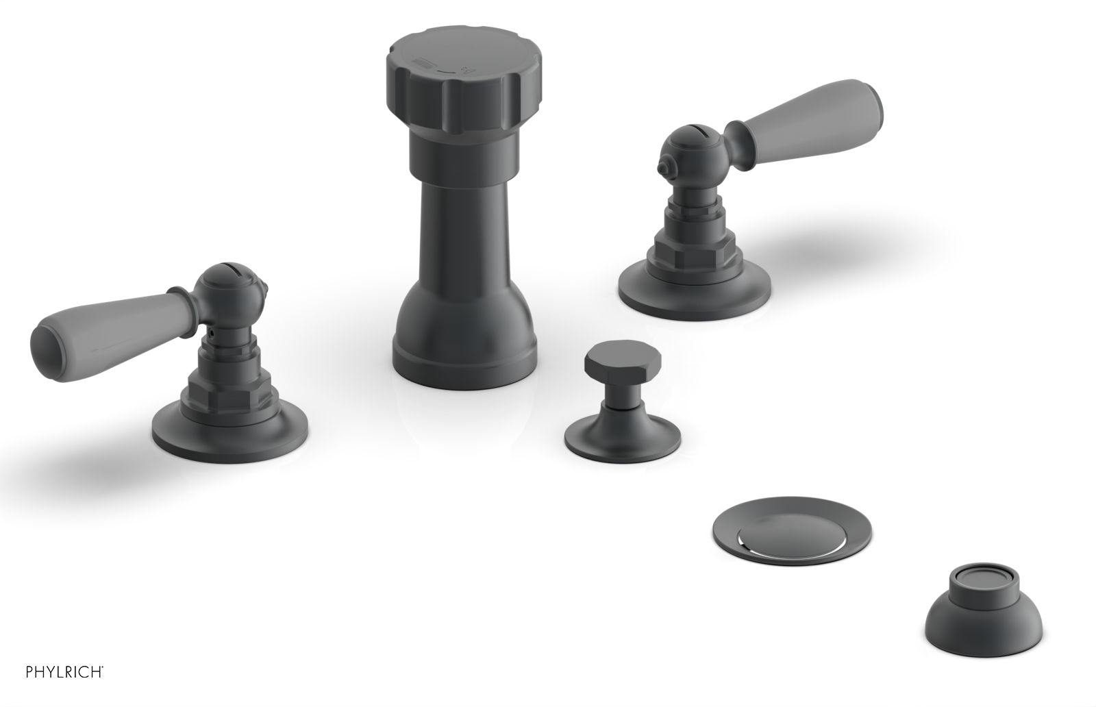 JAMESTOWN - Four Hole Bidet Set - Lever Handles with "Grey" Accents 165-61