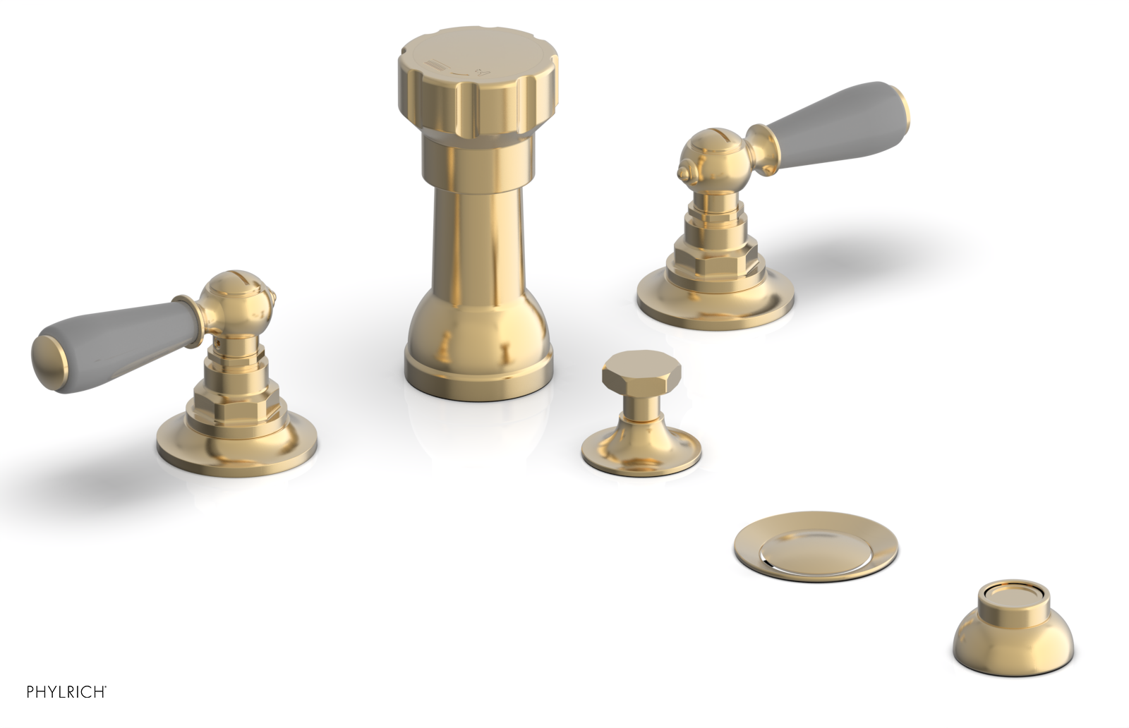 JAMESTOWN - Four Hole Bidet Set - Lever Handles with "Grey" Accents 165-61