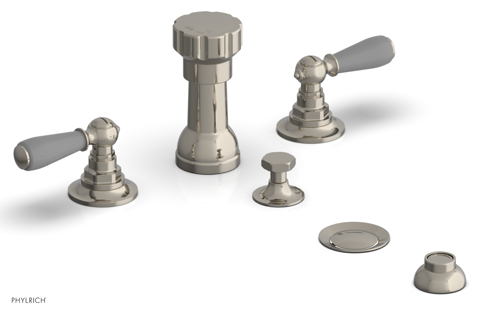 JAMESTOWN - Four Hole Bidet Set - Lever Handles with "Grey" Accents 165-61