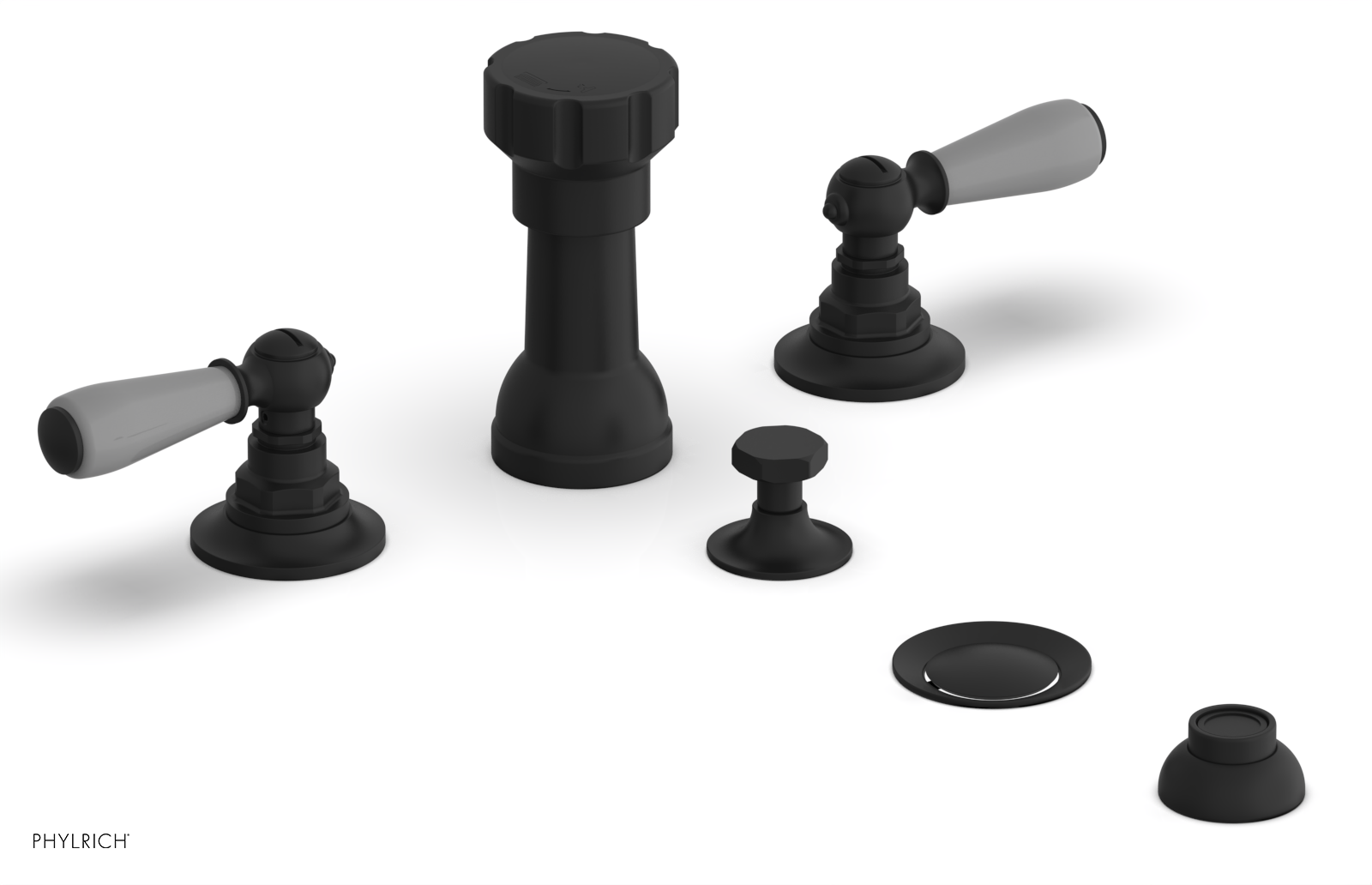 JAMESTOWN - Four Hole Bidet Set - Lever Handles with "Grey" Accents 165-61