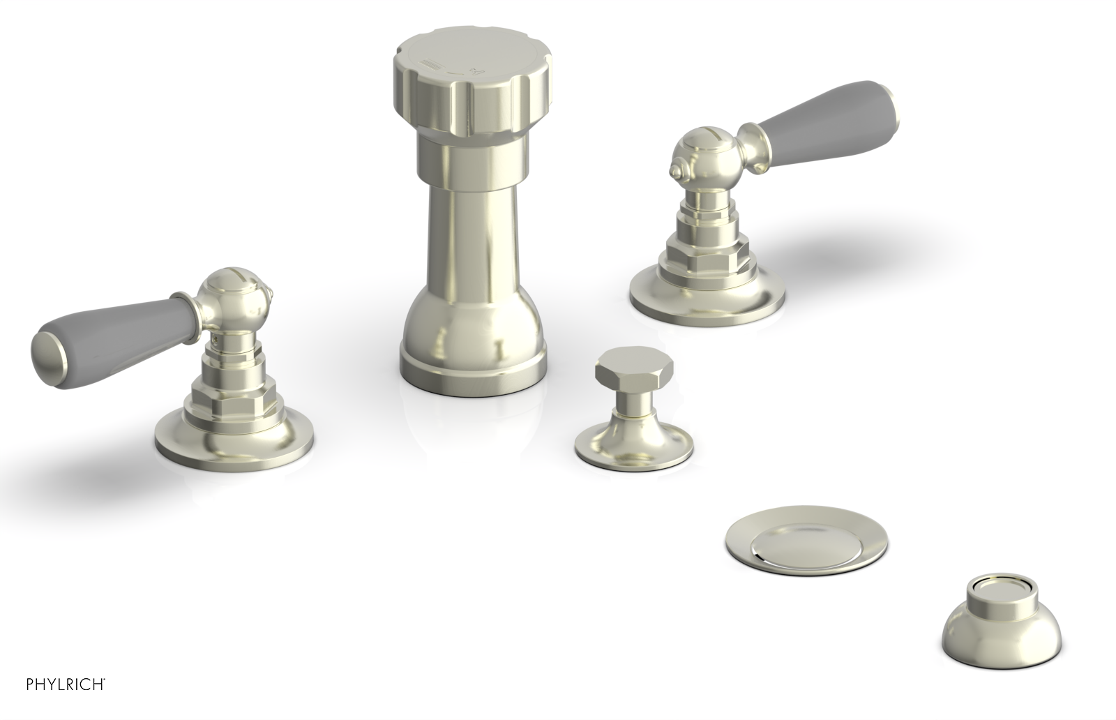 JAMESTOWN - Four Hole Bidet Set - Lever Handles with "Grey" Accents 165-61