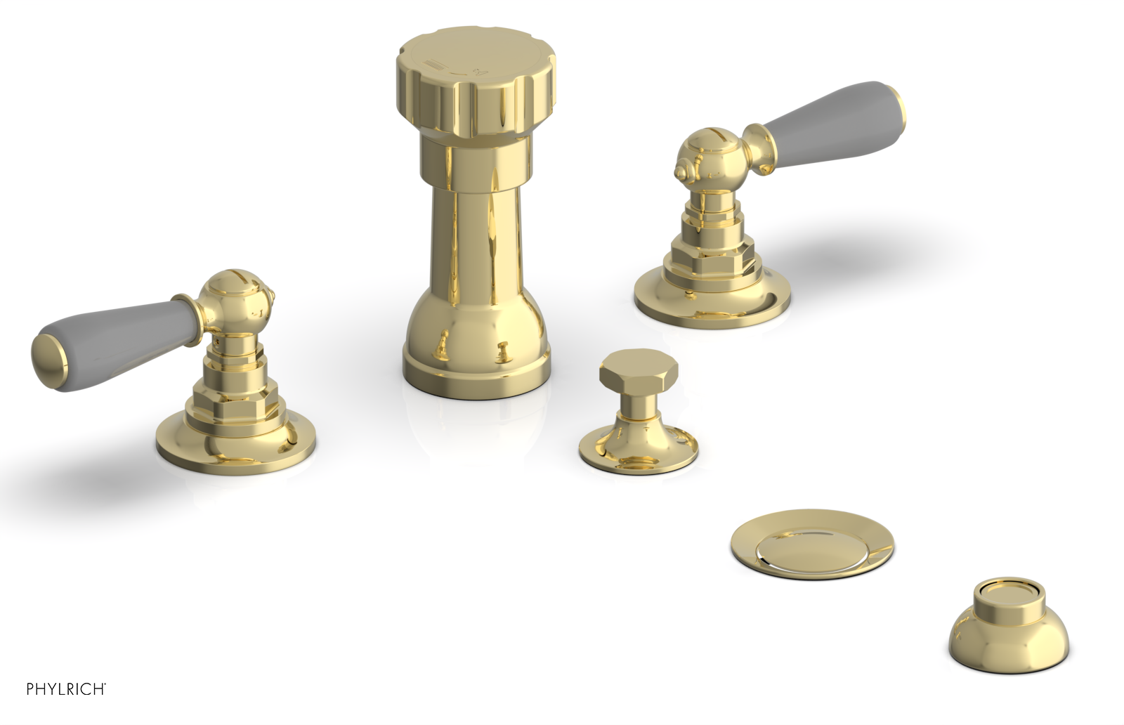 JAMESTOWN - Four Hole Bidet Set - Lever Handles with "Grey" Accents 165-61