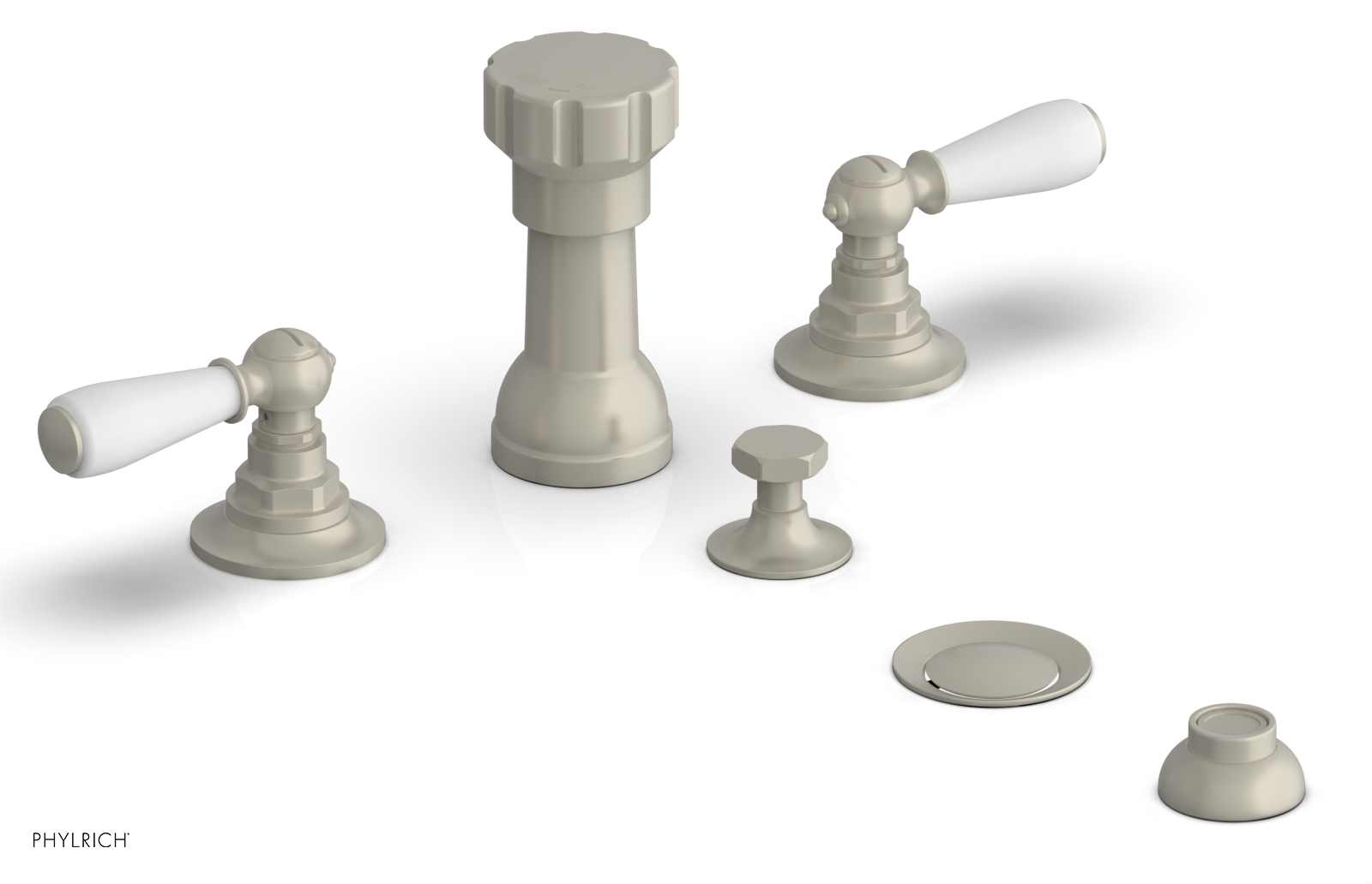 JAMESTOWN - Four Hole Bidet Set - Lever Handles with "White" Accents 165-61