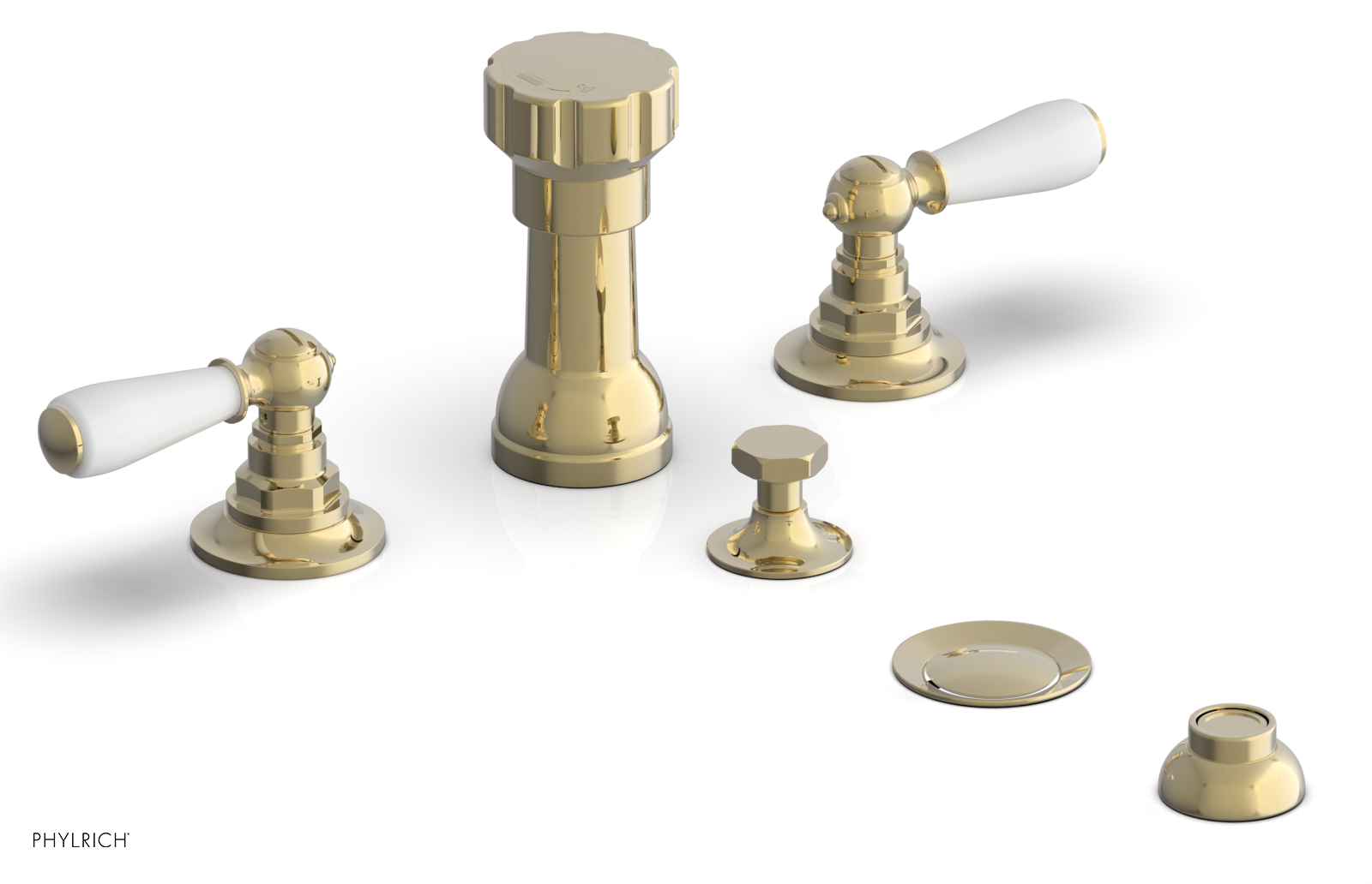 JAMESTOWN - Four Hole Bidet Set - Lever Handles with "White" Accents 165-61