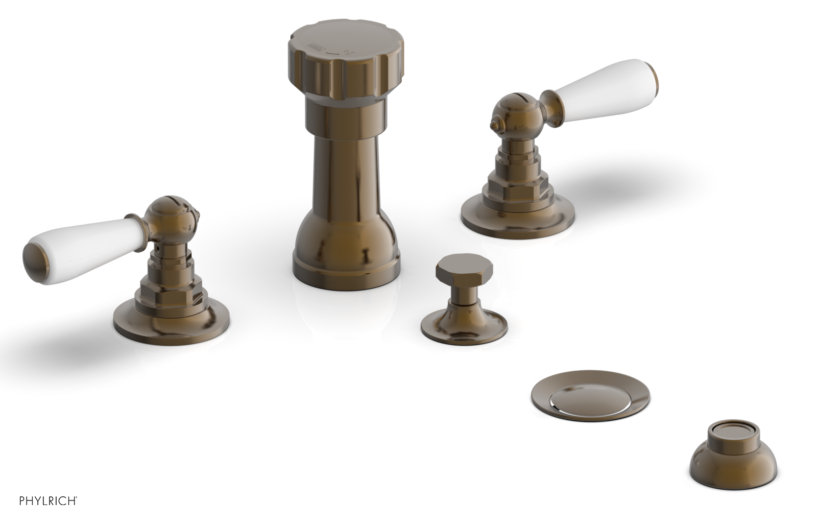 JAMESTOWN - Four Hole Bidet Set - Lever Handles with "White" Accents 165-61