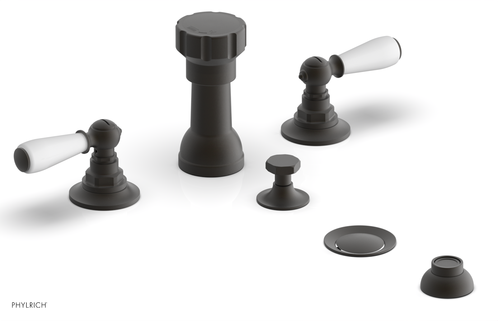 JAMESTOWN - Four Hole Bidet Set - Lever Handles with "White" Accents 165-61