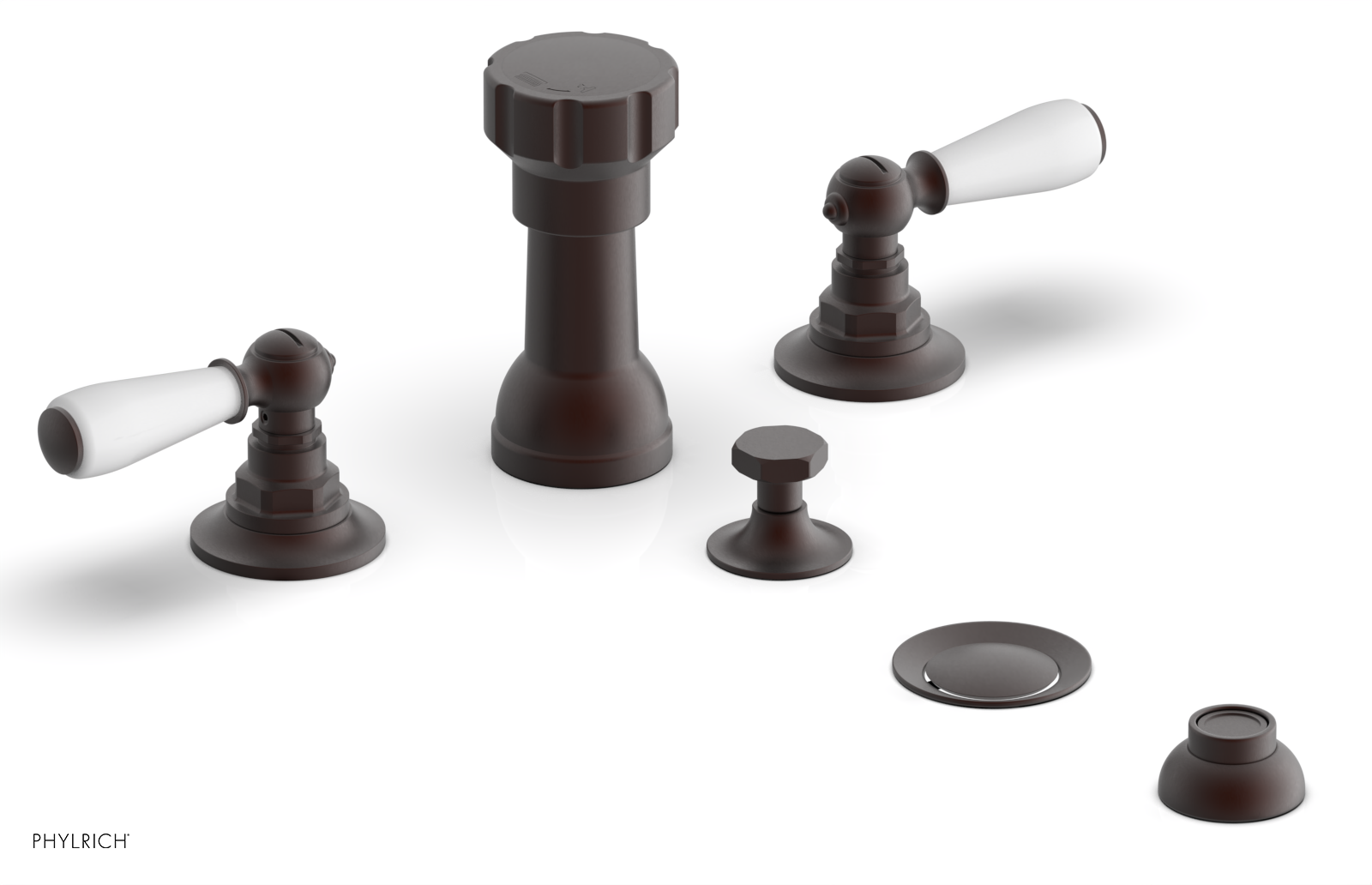 JAMESTOWN - Four Hole Bidet Set - Lever Handles with "White" Accents 165-61