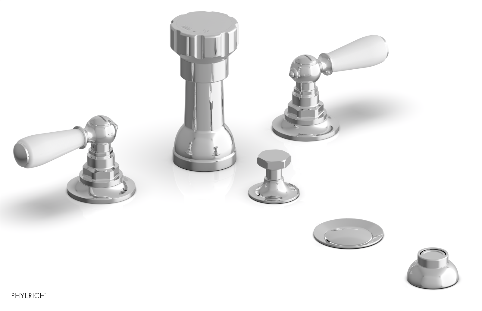 JAMESTOWN - Four Hole Bidet Set - Lever Handles with "White" Accents 165-61