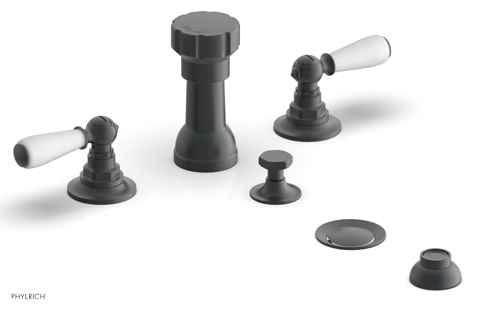 JAMESTOWN - Four Hole Bidet Set - Lever Handles with "White" Accents 165-61