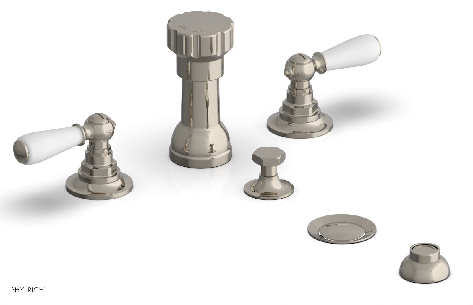 JAMESTOWN - Four Hole Bidet Set - Lever Handles with "White" Accents 165-61