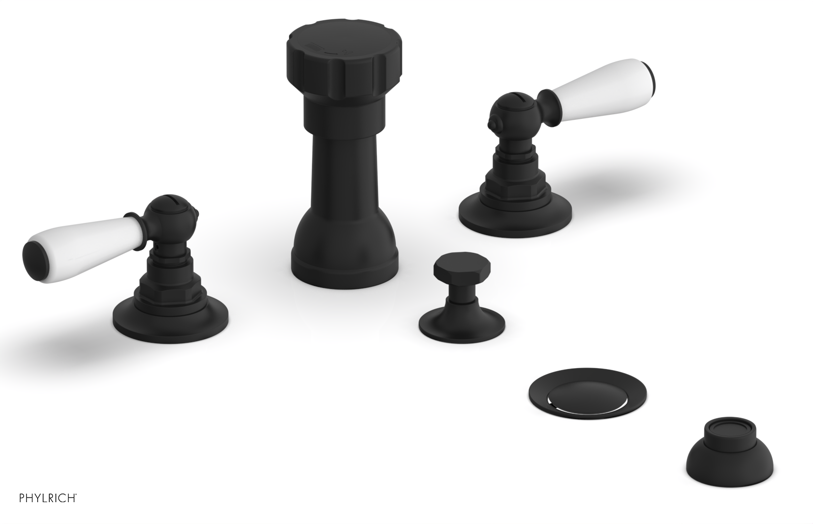 JAMESTOWN - Four Hole Bidet Set - Lever Handles with "White" Accents 165-61