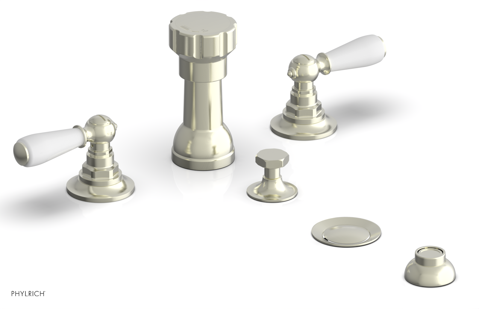 JAMESTOWN - Four Hole Bidet Set - Lever Handles with "White" Accents 165-61