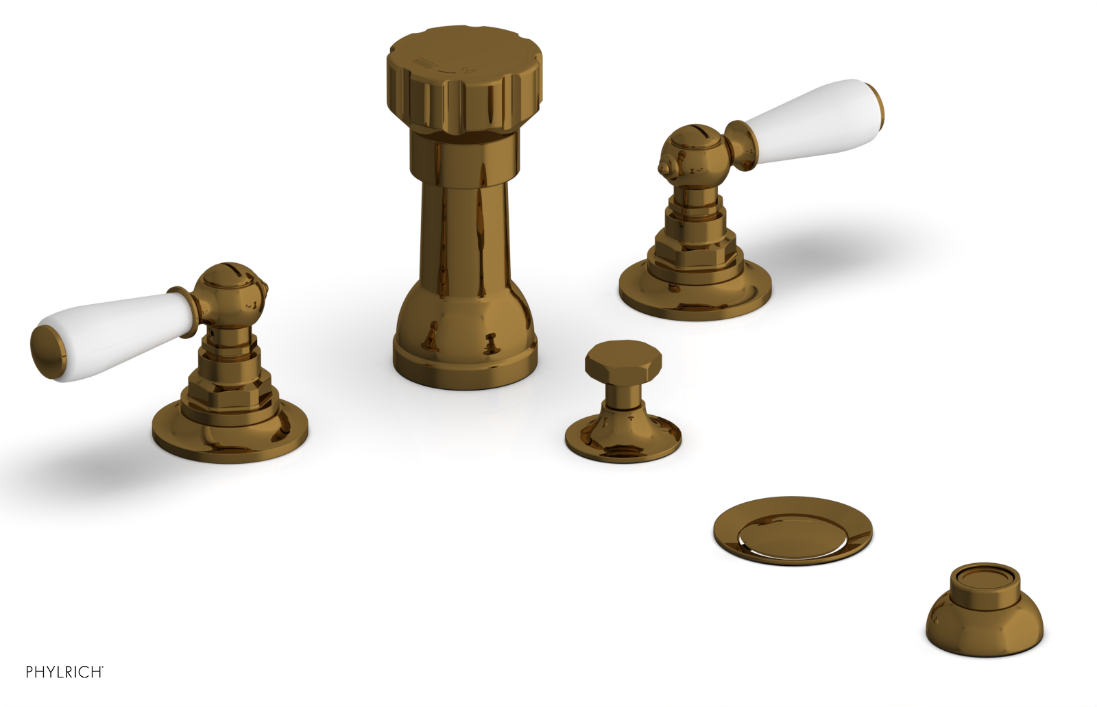 JAMESTOWN - Four Hole Bidet Set - Lever Handles with "White" Accents 165-61