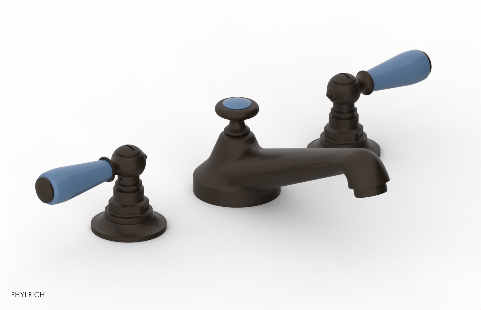 JAMESTOWN Widespread Faucet - Low Spout - Lever Handle with "Light Blue" Accents 165-02