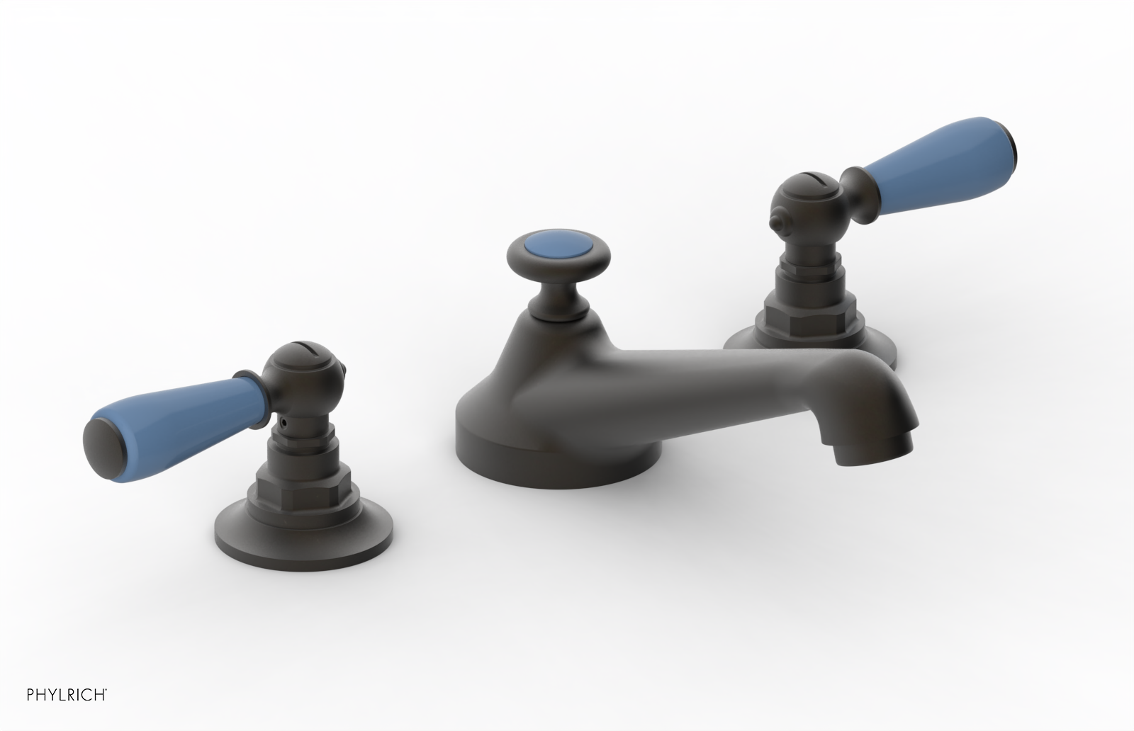 JAMESTOWN Widespread Faucet - Low Spout - Lever Handle with "Light Blue" Accents 165-02