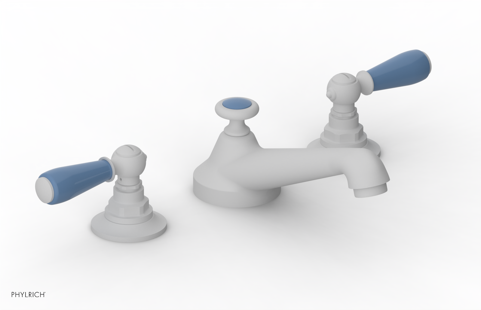 JAMESTOWN Widespread Faucet - Low Spout - Lever Handle with "Light Blue" Accents 165-02