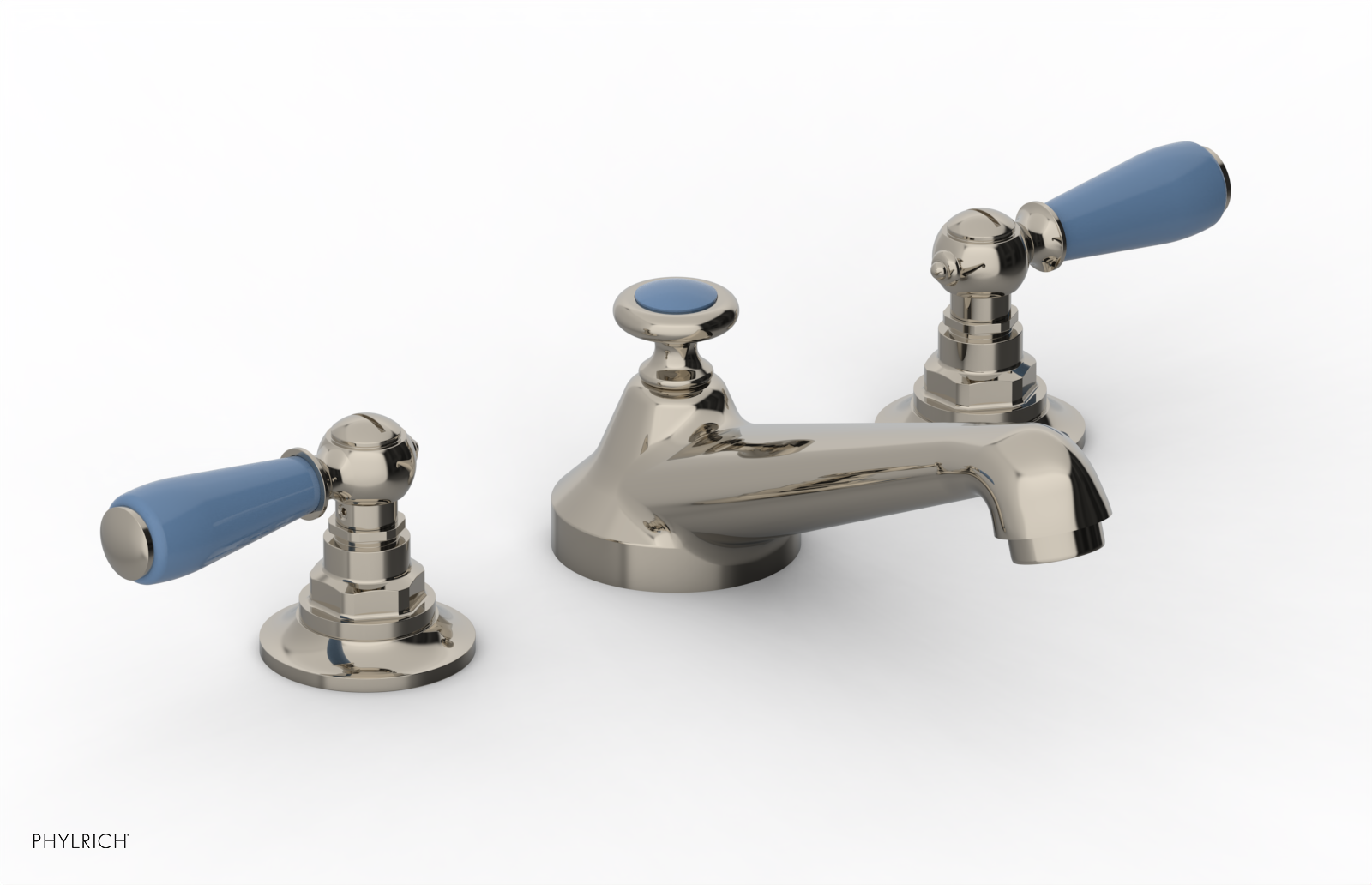 JAMESTOWN Widespread Faucet - Low Spout - Lever Handle with "Light Blue" Accents 165-02