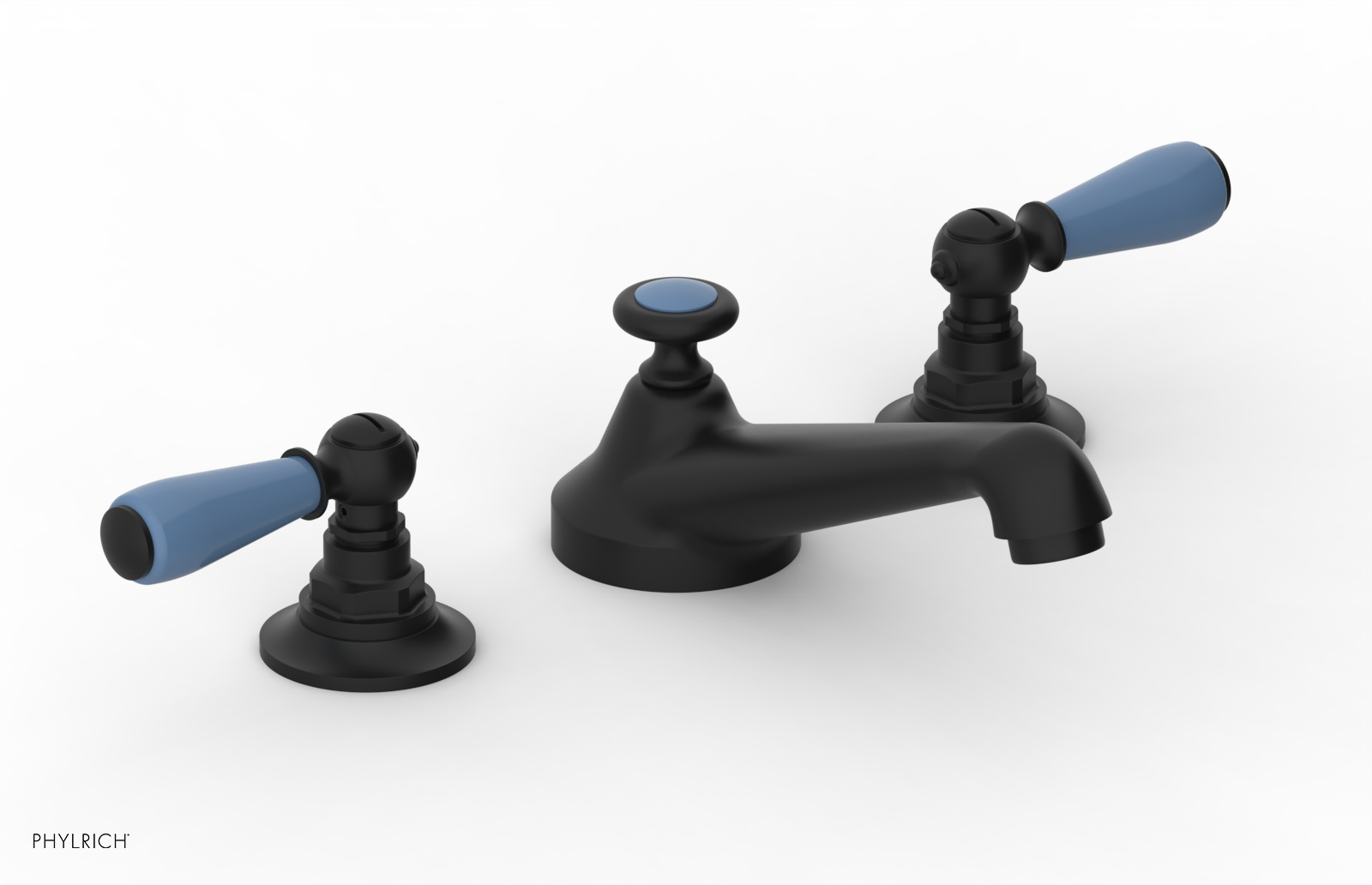 JAMESTOWN Widespread Faucet - Low Spout - Lever Handle with "Light Blue" Accents 165-02