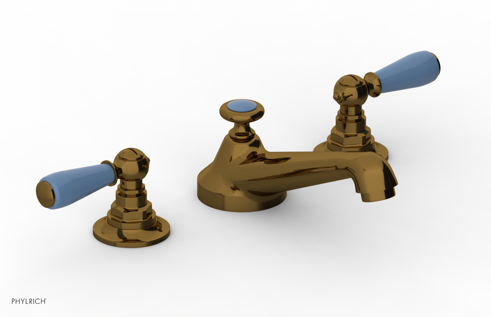 JAMESTOWN Widespread Faucet - Low Spout - Lever Handle with "Light Blue" Accents 165-02