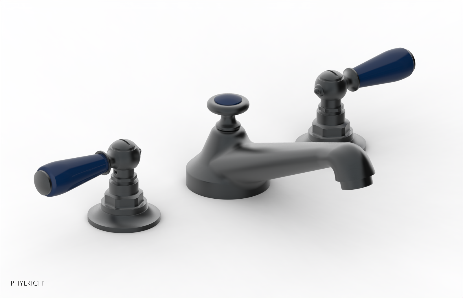 JAMESTOWN Widespread Faucet - Low Spout - Lever Handle with "Navy Blue" Accents 165-02